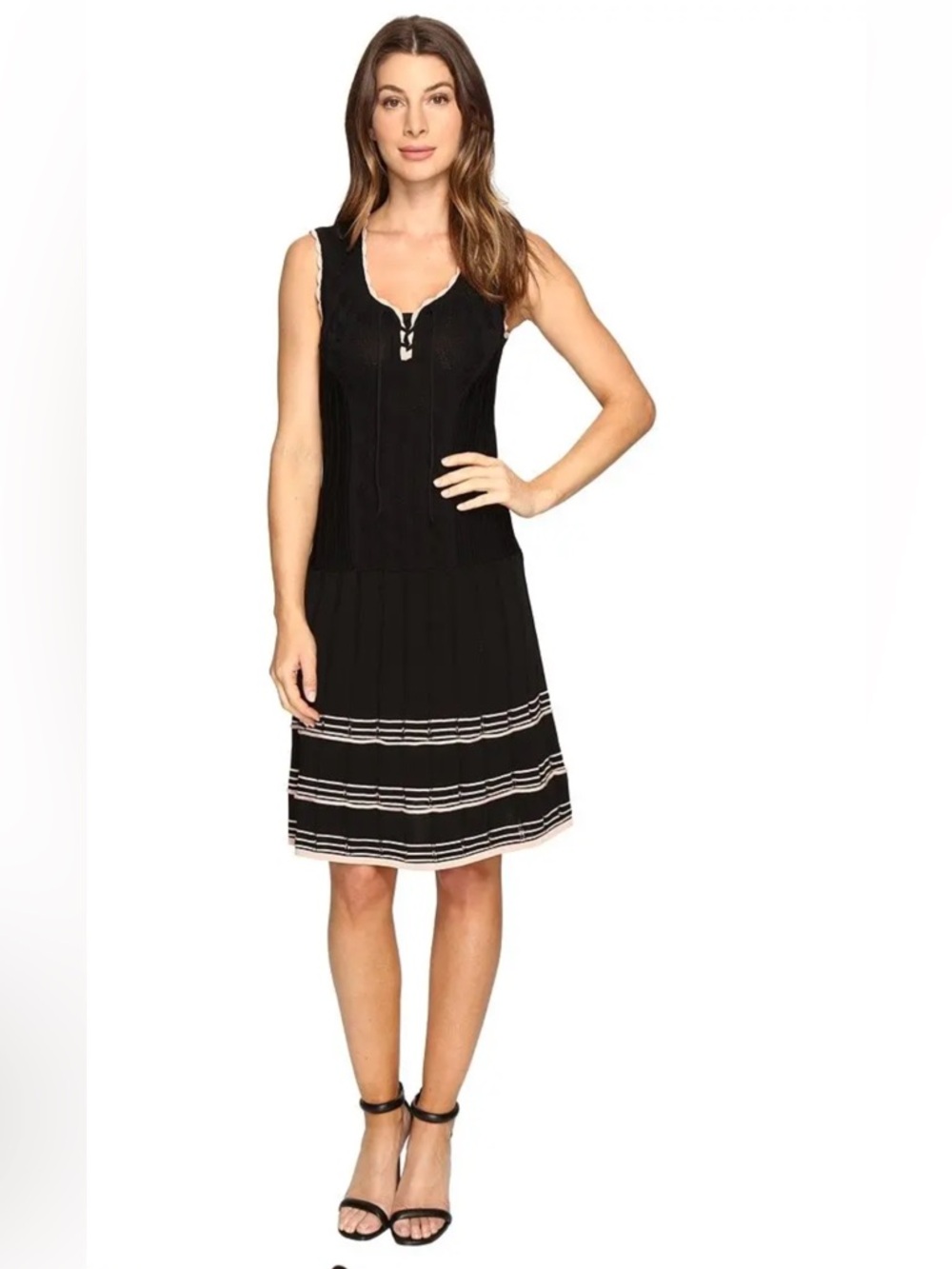 Nanette Lepore Santa Maria Black Mod Knit Dress Quiet Luxury Nautical Coquette
